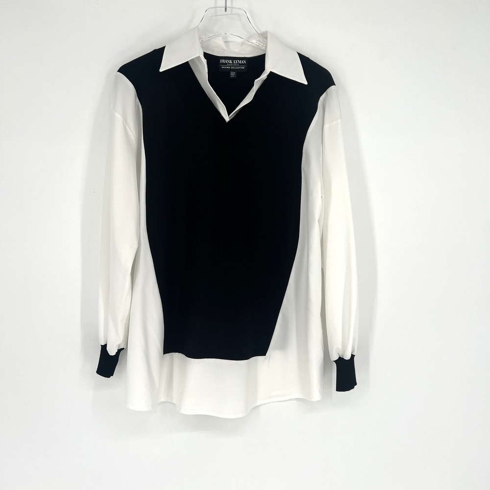 Frank Lyman Shirt Womens XS Collared Preppy Vest Layered Academia Oversized